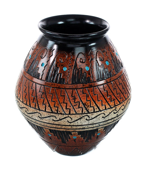 Navajo Indian Hand Crafted Pot By Artist Dewayne Eskeets SN20037
